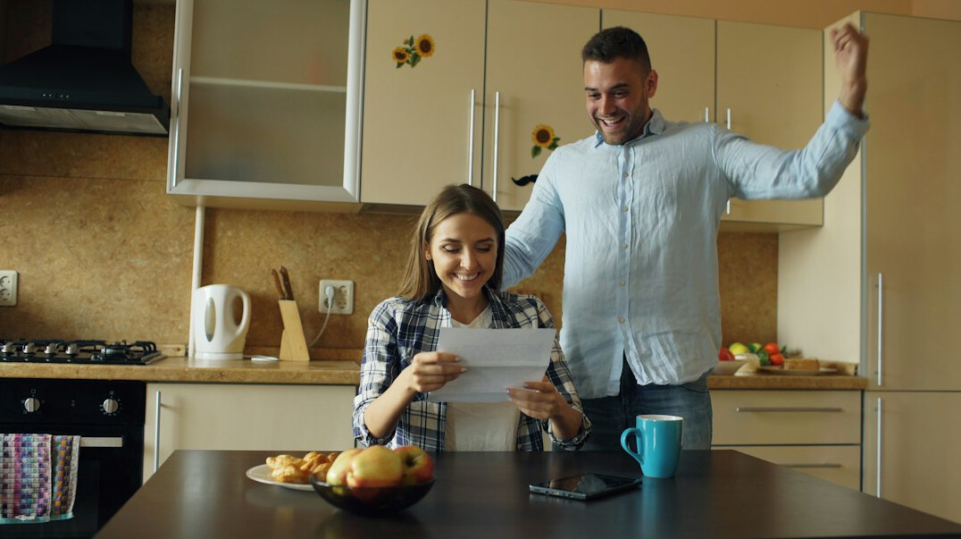 family reviewing bills at home