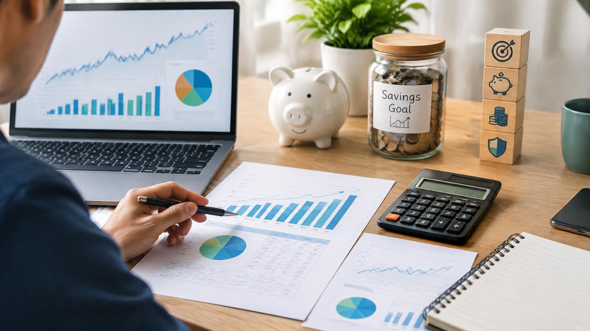 person reviewing financial charts